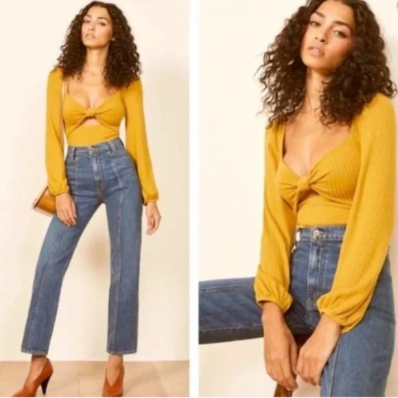 Reformation Tops - Reformation | Rosalind Twist Front Blouse Yellow Size Small